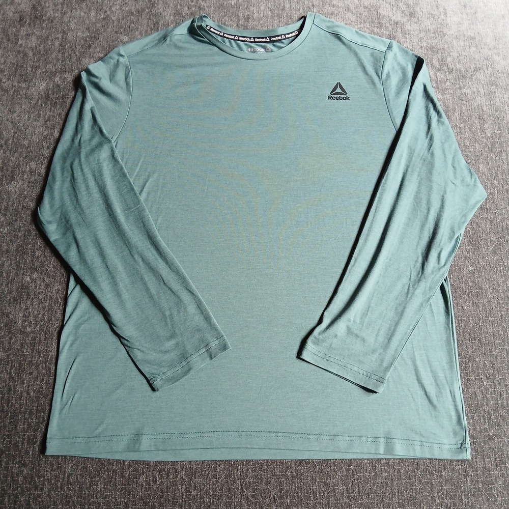 Reebok Mens 2XL Long Sleeve Performance Shirt Teal Green Heather NWOT